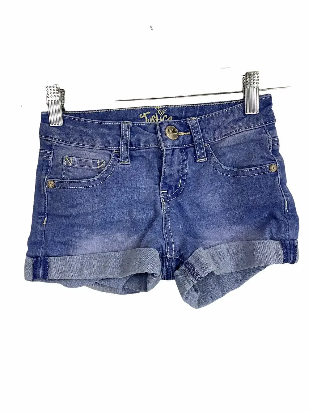 Justice Girls Medium Wash Blue Denim Jean Shorts Kid's Youth Size 7